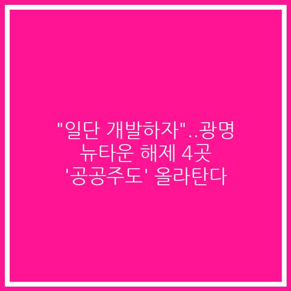 “일단 개발하자”..광명 뉴타운 해제 4곳 ‘공공주도’ 올라탄다