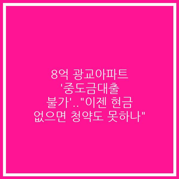 8억 광교아파트 ‘중도금대출 불가’..”이젠 현금 없으면 청약도 못하나”