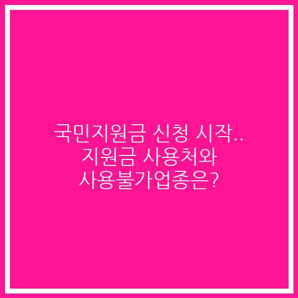 국민지원금 신청 시작.. 지원금 사용처와 사용불가업종은?