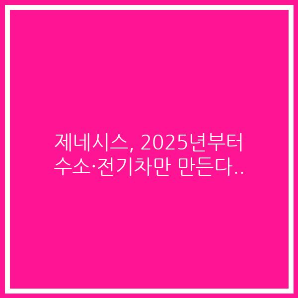 제네시스, 2025년부터 수소·전기차만 만든다..