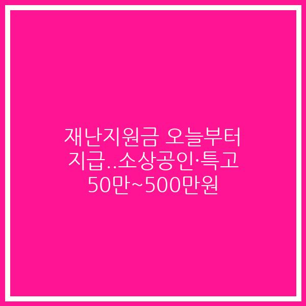 재난지원금 오늘부터 지급..소상공인·특고 50만~500만원