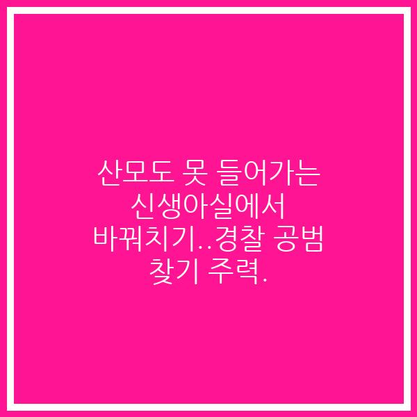 산모도 못 들어가는 신생아실에서 바꿔치기..경찰 공범 찾기 주력.