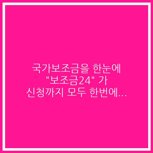 국가보조금을 한눈에 “보조금24” 가 신청까지 모두 한번에…