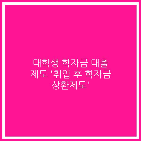 대학생 학자금 대출 제도 ‘취업 후 학자금 상환제도’
