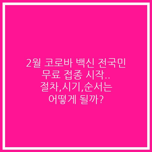 2월 코로바 백신 전국민 무료 접종 시작.. 절차,시기,순서는 어떻게 될까?