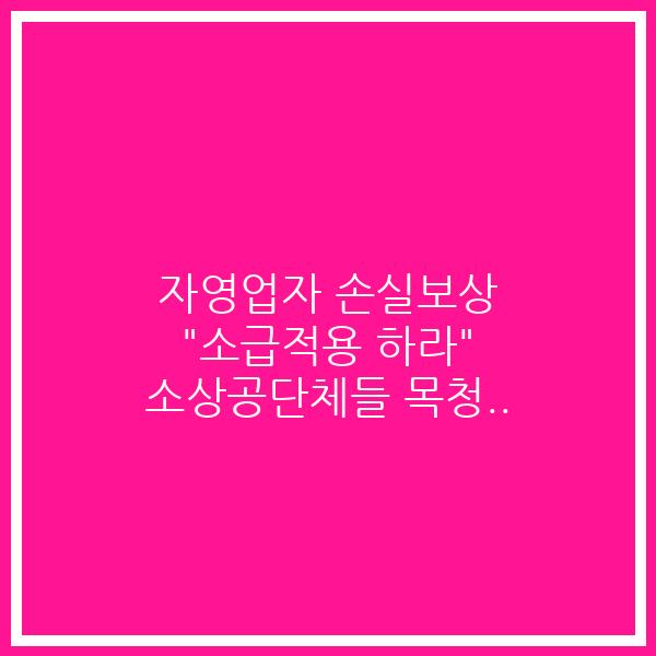 자영업자 손실보상 “소급적용 하라” 소상공단체들 목청..