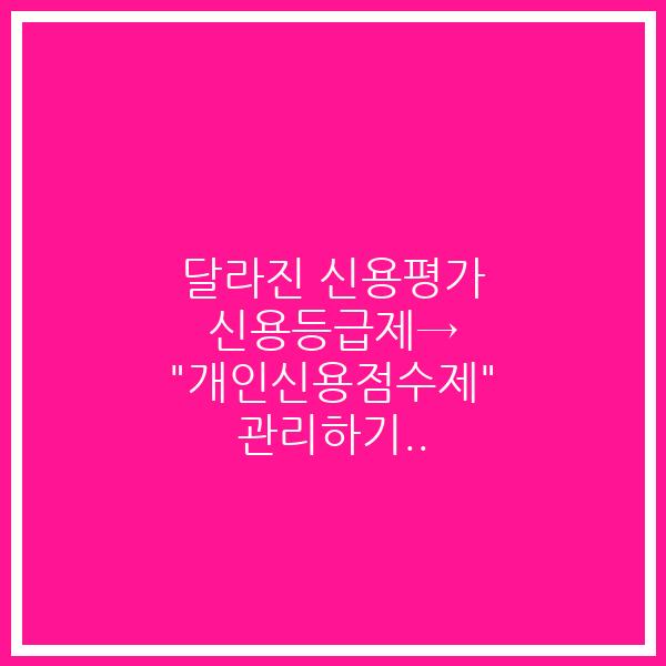 달라진 신용평가 신용등급제→ “개인신용점수제” 관리하기..
