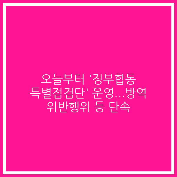 오늘부터 ‘정부합동 특별점검단’ 운영…방역 위반행위 등 단속