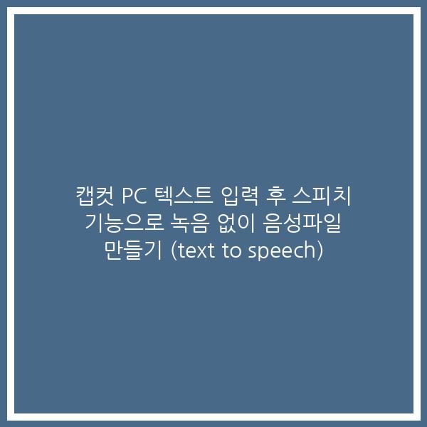 캡컷 PC 텍스트 입력 후 스피치 기능으로 녹음 없이 음성파일 만들기 (text to speech)