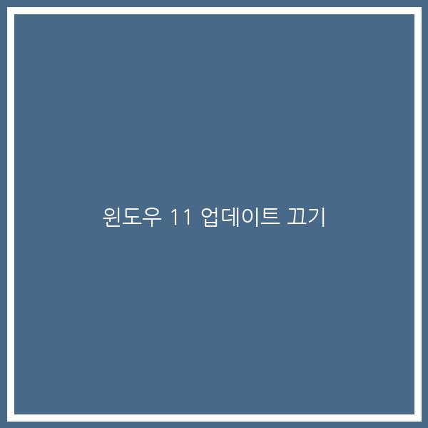 윈도우 11 업데이트 끄기