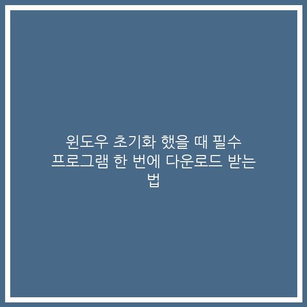윈도우 초기화 했을 때 필수 프로그램 한 번에 다운로드 받는 법