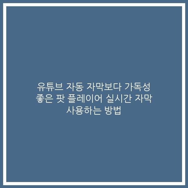 유튜브 자동 자막보다 가독성 좋은 팟 플레이어 실시간 자막 사용하는 방법
