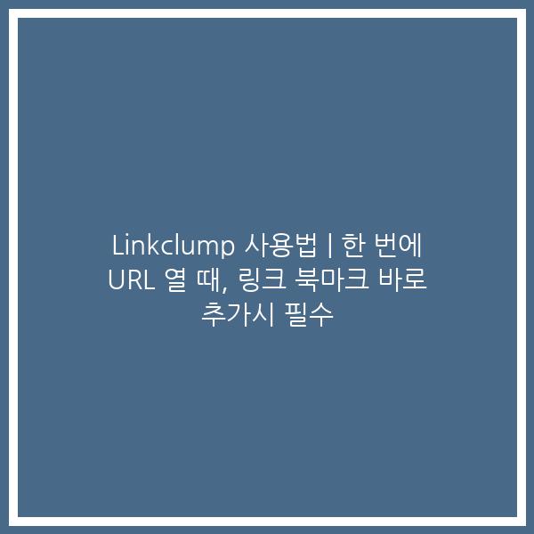 Linkclump 사용법 | 한 번에 URL 열 때, 링크 북마크 바로 추가시 필수