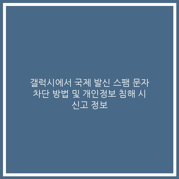 갤럭시에서 국제 발신 스팸 문자 차단 방법 및 개인정보 침해 시 신고 정보