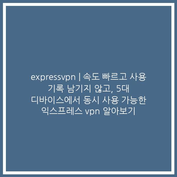 expressvpn | 속도 빠르고 사용 기록 남기지 않고, 5대 디바이스에서 동시 사용 가능한 익스프레스 vpn 알아보기
