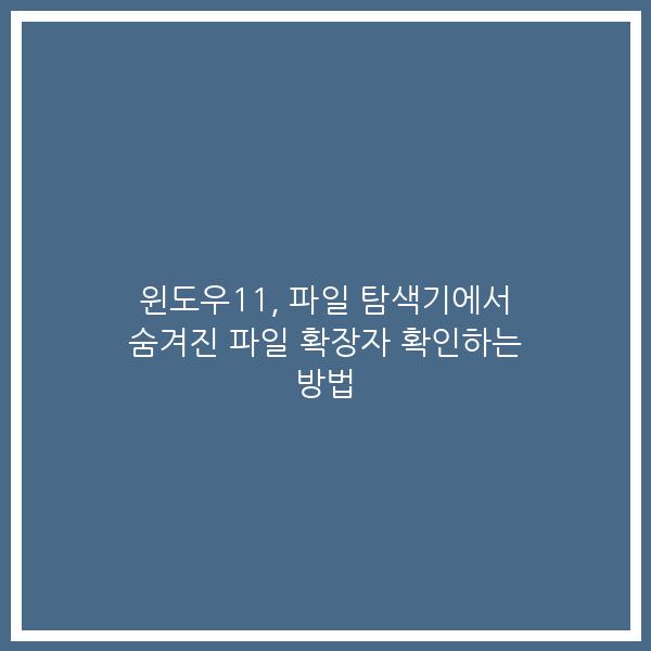 윈도우11, 파일 탐색기에서 숨겨진 파일 확장자 확인하는 방법