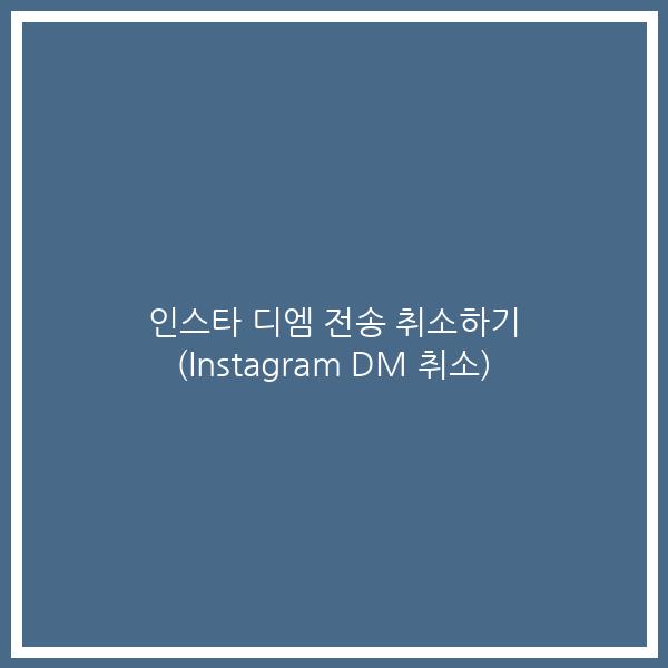 인스타 디엠 전송 취소하기 (Instagram DM 취소)
