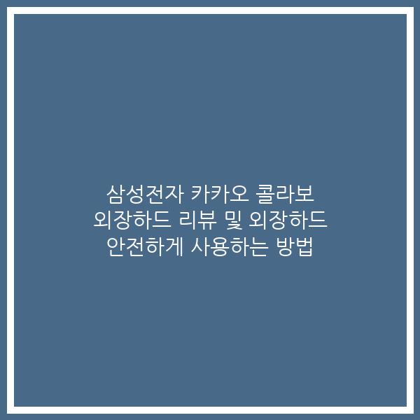 삼성전자 카카오 콜라보 외장하드 리뷰 및 외장하드 안전하게 사용하는 방법