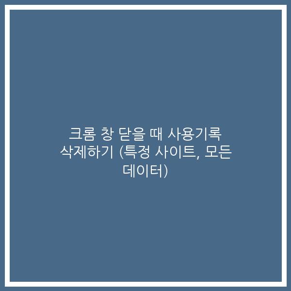 크롬 창 닫을 때 사용기록 삭제하기 (특정 사이트, 모든 데이터)