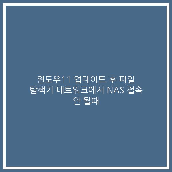 윈도우11 업데이트 후 파일 탐색기 네트워크에서 NAS 접속 안 될때