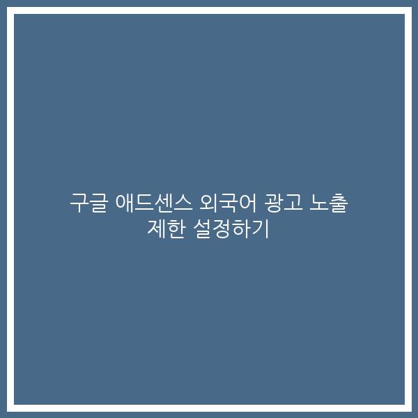 구글 애드센스 외국어 광고 노출 제한 설정하기