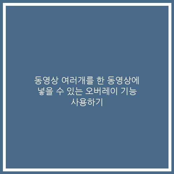 동영상 여러개를 한 동영상에 넣을 수 있는 오버레이 기능 사용하기