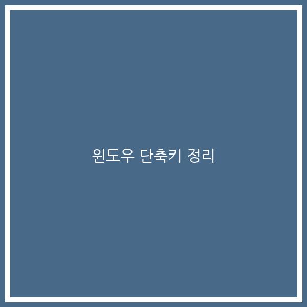 윈도우 단축키 정리