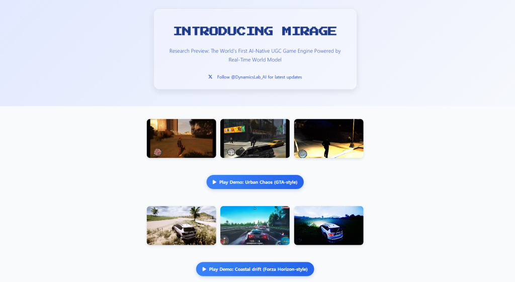 키보드 입력 한 줄로 만드는 게임? Mirage AI 실시간 게임 생성의 미래 2 Mirage AI의 핵심 기능 살펴보기