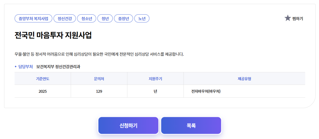 2025 전국민 마음 투자 지원사업 총정리 신청방법부터 본인부담금까지