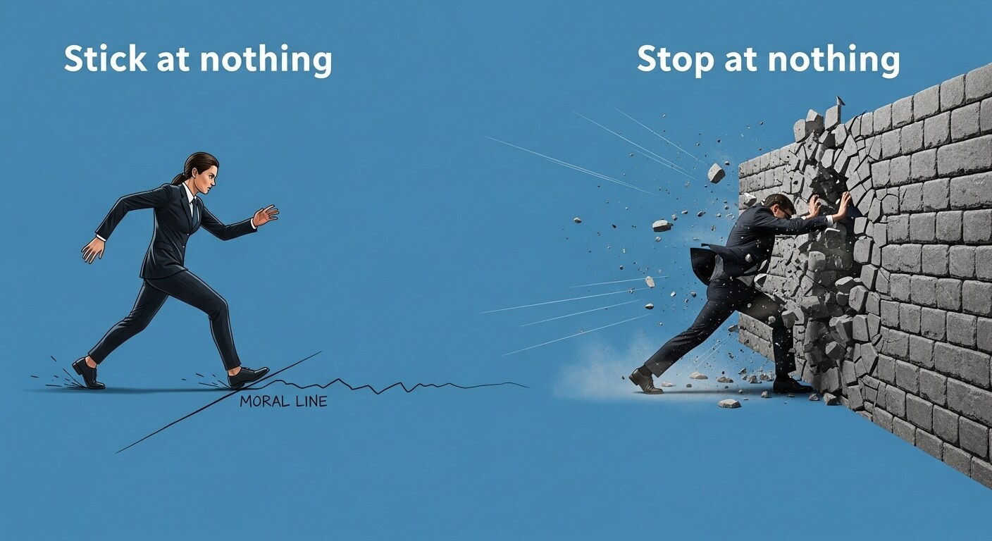 stick at nothing vs stop at nothing  수단과 방법을 가리지 않는 영어