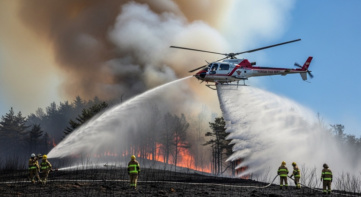 속보 용인 불곡산 산불, 헬기 6대 투입 ‘1시간 반 만에 진화’