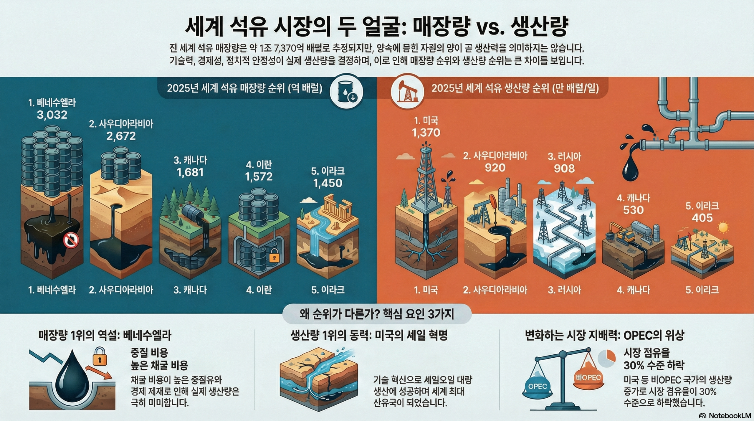 2025년 세계 석유 매장량 순위와 생산량 TOP10 완전 분석