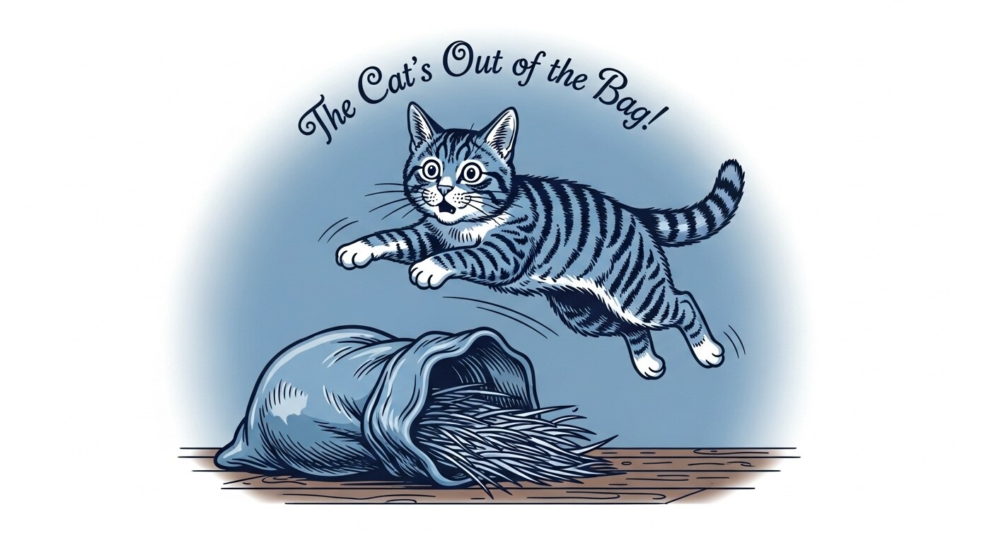 the cat’s out of the bag vs spill the beans 차이