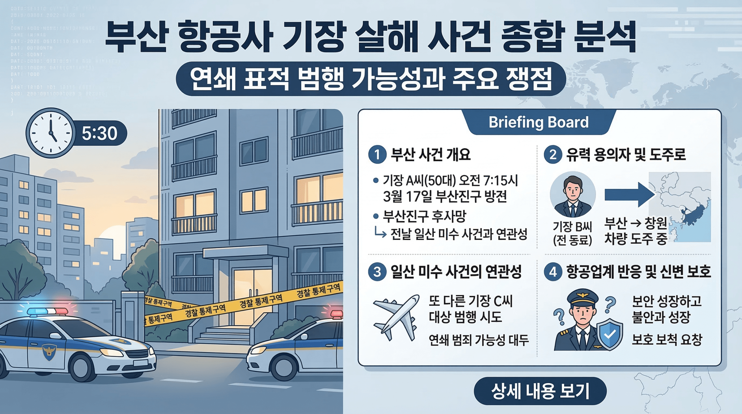 부산 항공사 기장 피살 사건 정리 동료 기장 용의자와 일산 미수 연관성