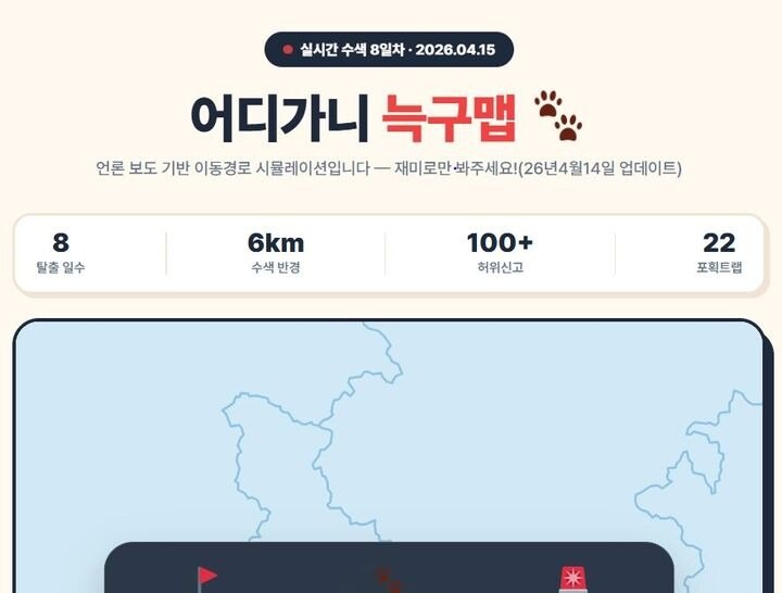 늑구맵 뭐길래 난리일까 오월드 탈출 늑대 늑구 8일째와 시민 추적 사이트