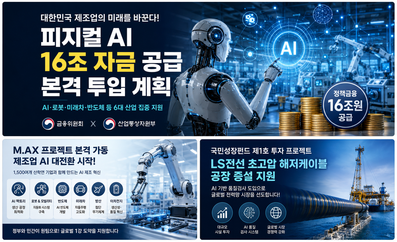 피지컬 AI 16조 자금 공급 본격화! 제조업 AI 대전환 정책 총정리 피지컬 AI 16조 자금 공급 본격화! 제조업 AI 대전환 정책 총정리