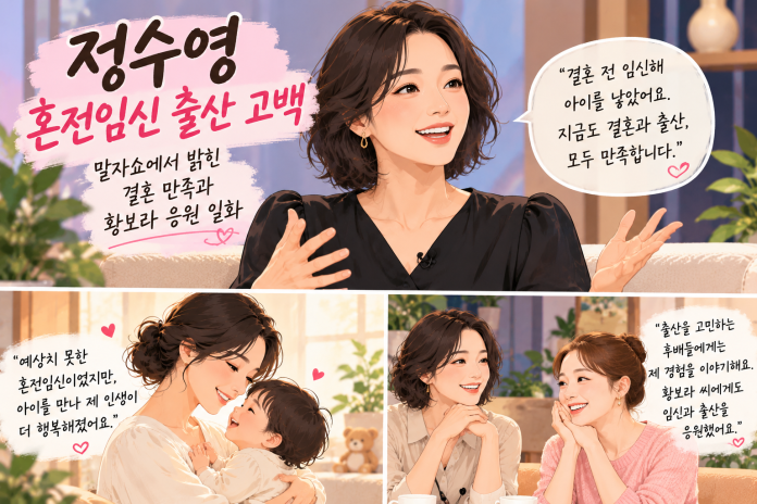 정수영 혼전임신 출산 고백, 말자쇼 결혼 만족과 황보라 일화