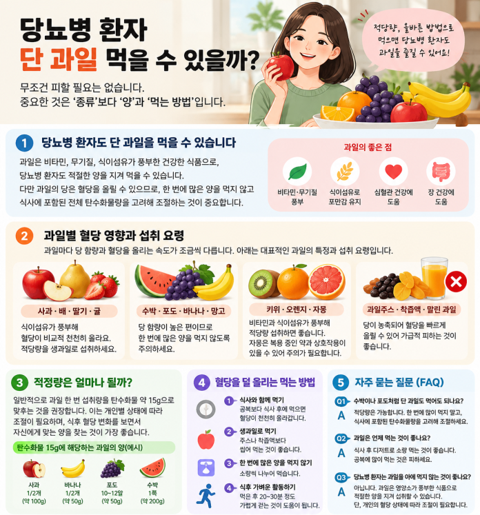 당뇨병 환자 단 과일 먹을 수 있을까 섭취량과 혈당 주의사항