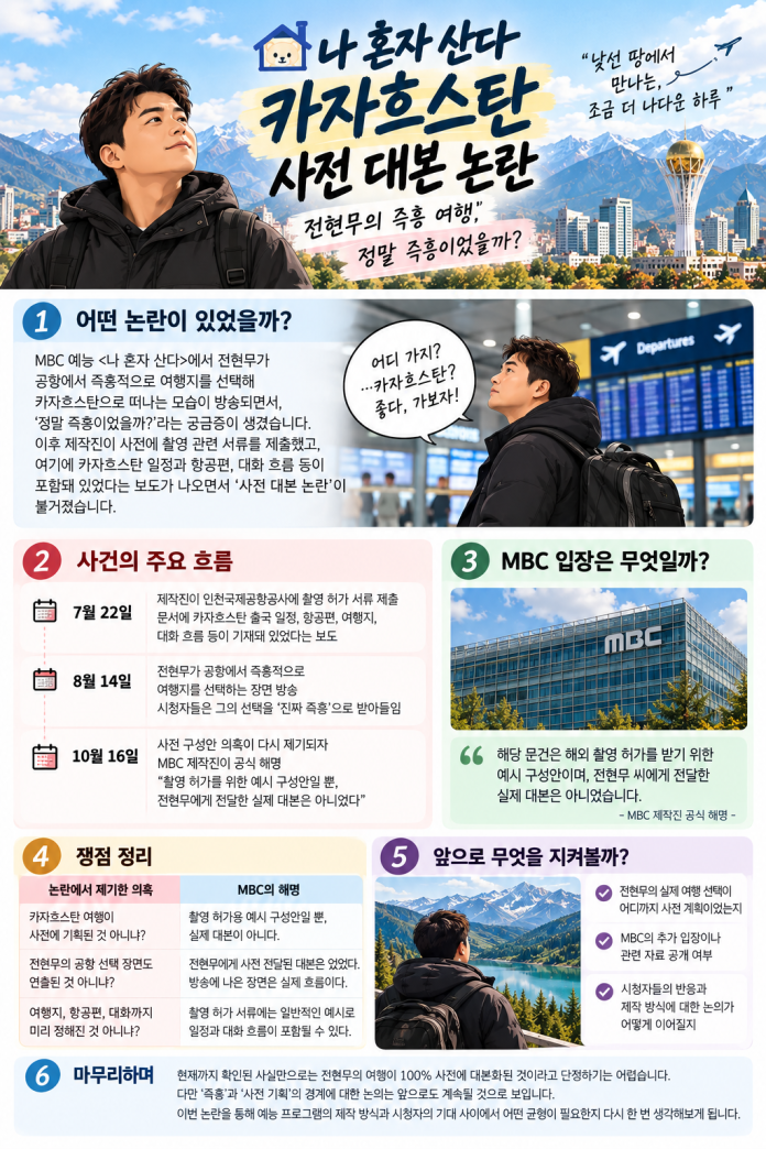 나혼산 카자흐스탄 사전 대본 논란 전현무 여행과 MBC 해명 비교