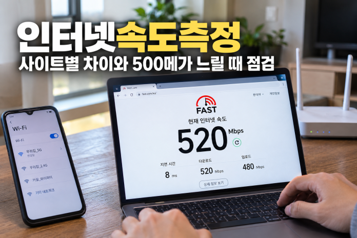 인터넷속도측정 사이트별 차이와 500메가 느릴 때 점검